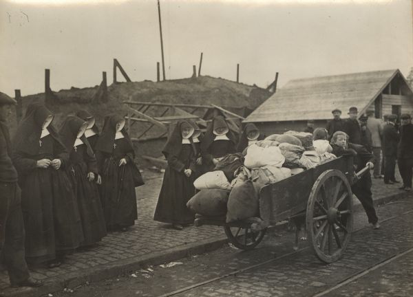 Belgian nuns heading back to Antwerp from refugee camps in the Netherlands.