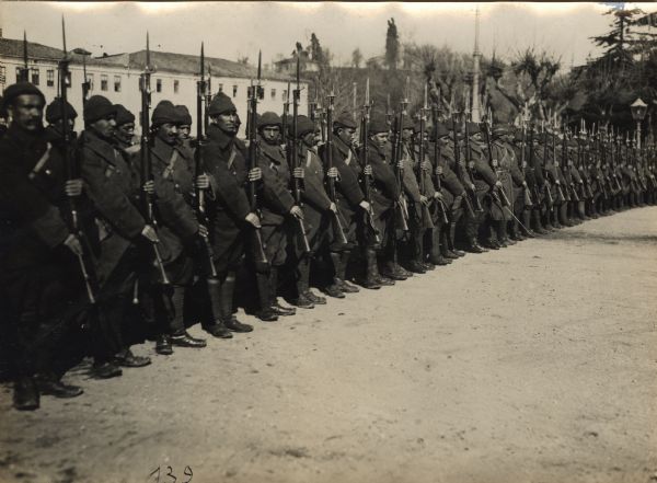 Turkish infantry and German discipline — well-equipped with modern weapons. 