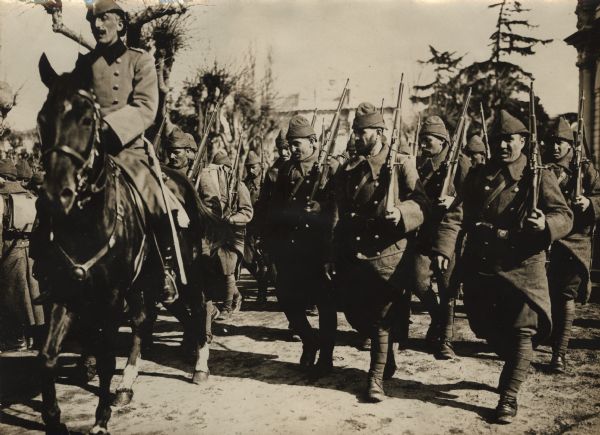 Turkish infantry marching. 