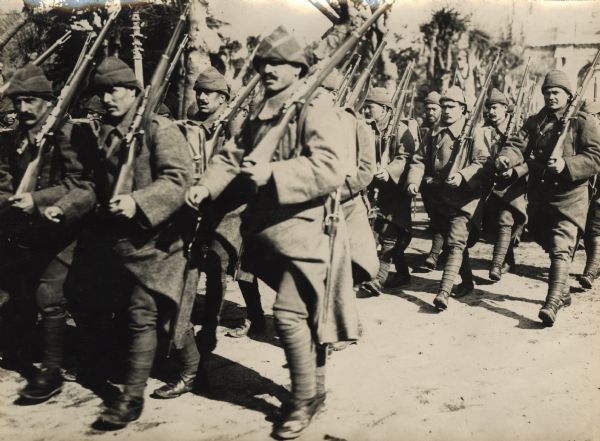 Turkish infantry marching. 