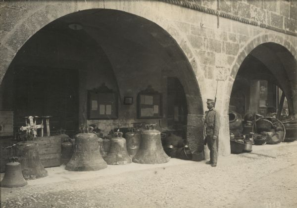 Bells and other church-related artifacts removed from endangered towns as a protection against plunder by the Italian troops."