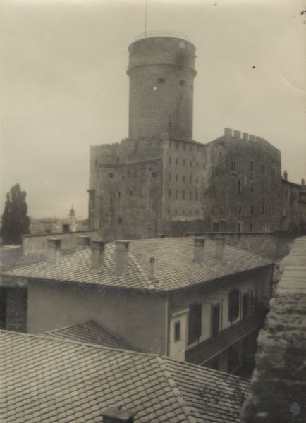 Elevated view of the medieval castle of Trient (Trento), currently housing the Trient Council. 