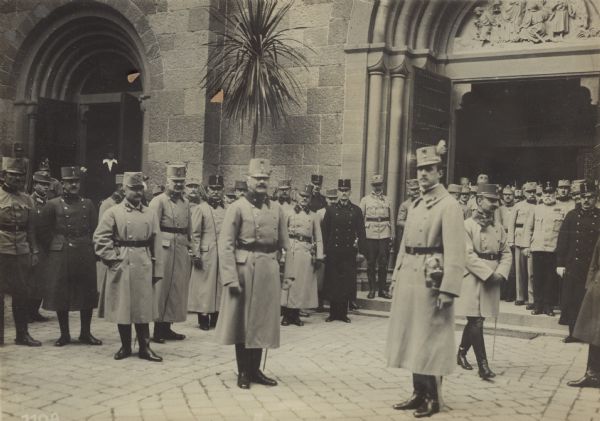 General Dankl leaving a church service with his staff. 