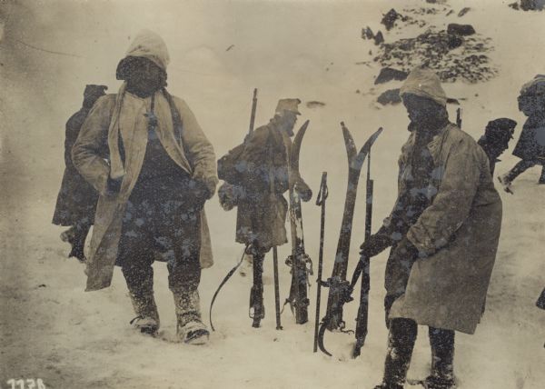 The highest battlefield in Europe — 3500 meters on the Tirolian border.  A ski patrol must dress like polar explorers to protect themselves against the bitter cold.