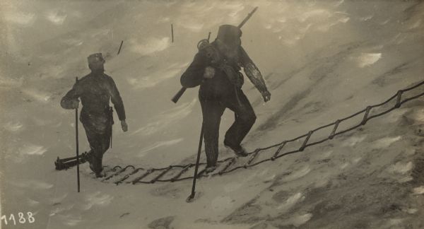 Traversing a glacier in the area of Monte Cevedale. 