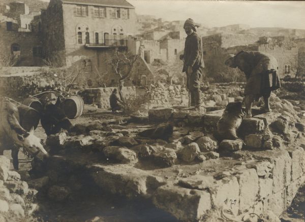 Turkish soldiers at a well in Hebron. 