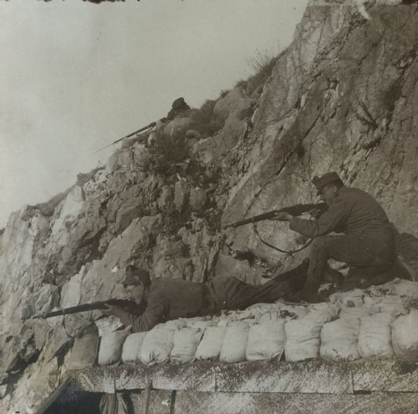 Austrian scouts in the Albanian mountains during the advance into Albania. 