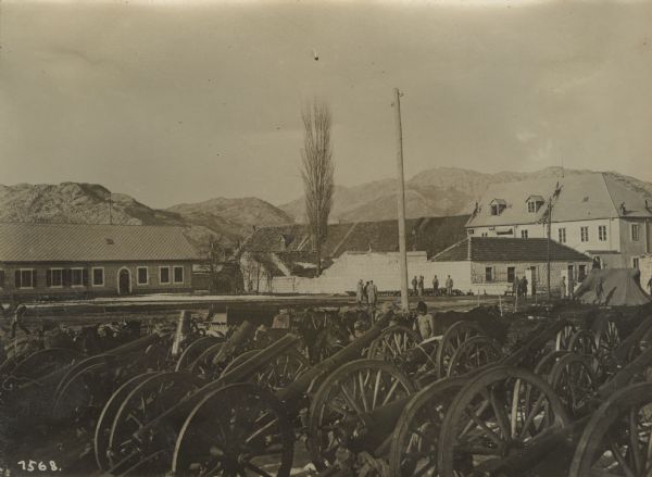 Artillery pieces at the arsenal in Cettinje that had been captured or surrendered by Montenegrin soldiers.