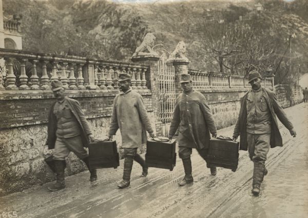 Austrian soldiers carrying rations. 