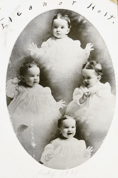 A photomontage of baby Eleanor Holt.