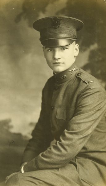 Studio portrait of Alfred Holt in military uniform.