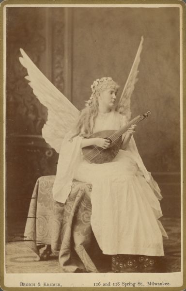 Carte-de-visite portrait of Lillian Carpenter, in costume as Mignon from Johann Wolfgang von Goethe's novel <i>Wilhelm Meister's Apprenticeship</i> (<i>Wilhelm Meisters Lehrjahre</i>).