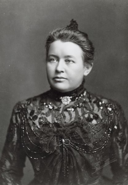 Portrait of Ellen Clara Sabin, around the time she became president of Downer College.