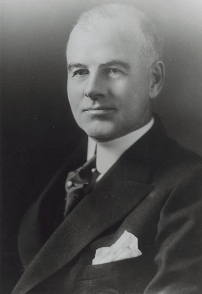 Quarter-length portrait of Martin James Gillen, Racine-born business leader, economist, and philanthropist.