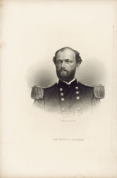 Quarter-length portrait of General Quincy Adams Gillmore, a Union Army officer noted for his revolutionary use of artillery in the siege of Fort Pulaski.