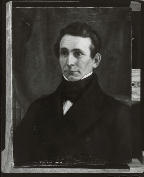 Photograph of an oil painting of Charles Adams, a tanner and farmer. Adams was the father of Charles Kendall Adams, president of Cornell University (1885-1892), and of the University of Wisconsin (1892-1901).