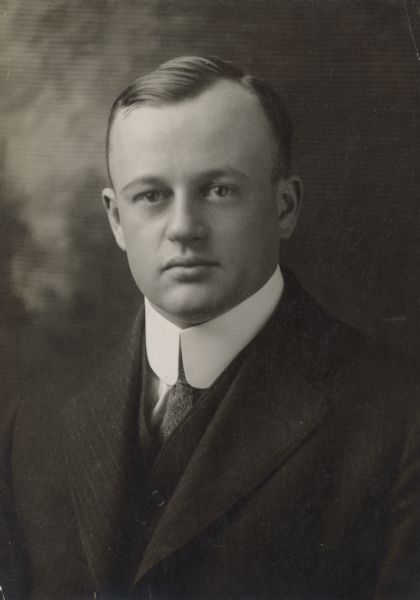 Quarter-length studio portrait of Edward Flanders "Pete" Ackley, a Republican State Senator from Chippewa Falls, 1913-1916.