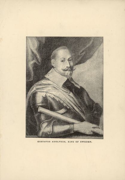 Engraved portrait of Swedish king Gustavus Adolphus II.