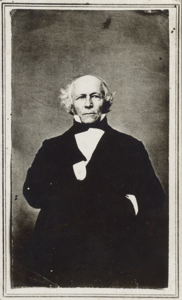 Three-quarter length portrait of David Agry, member of the Wisconsin State Assembly from the Brown County district, 1848-1849. He was a lawyer, jurist, and politician who served in the Wisconsin Territorial House of Representatives, representing Winnebago County, Wisconsin (1842-1843). He also attended the first Wisconsin Constitutional Convention, in 1846. 