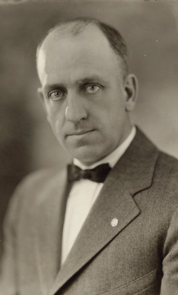 Portrait of Chester Allen, a World War I veteran and educator with the University of Wisconsin Extension. Dr. Allen was a lifelong crusader for education programs in state prisons. In 1943 he was appointed acting warden at the Waupun State Prison. Dr. Allen proposed programs for training and rehabilitation of inmates, which met with criticism from Director Frank Klode of the Public Welfare Department, who had appointed Allen as acting warden.