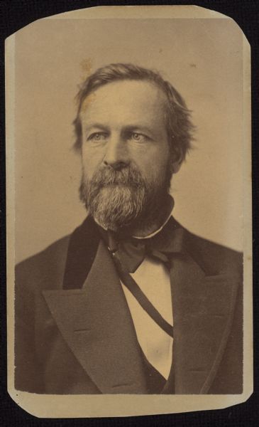 Carte-de-visite quarter-length portrait of Edward Phelps Allis, an industrialist who formed the Edward P. Allis Company in Milwaukee, initially manufacturing milling equipment before expanding to other large-scale capital equipment. Allis became involved in the Greenback Party in the 1870s, and was their candidate for governor in 1877 and 1881. He was also a fellow of the American Society of Civil Engineers.