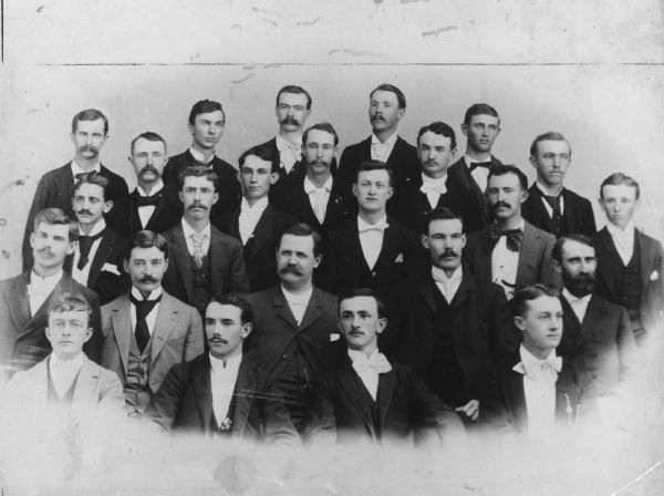 Group portrait of the faculty at Indiana University. Edward Alsworth Ross is second from the right in the second row. Ross taught at Indiana from 1891-1892.