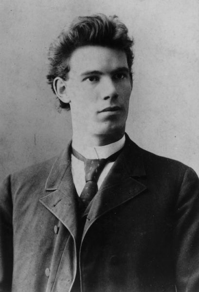 Quarter-length portrait of Edward Alsworth Ross as a young man.