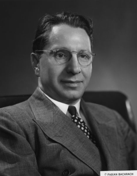 Portrait of George Baldanzi, founding executive vice president of the Textile Workers Union of America (TWUA). He was deputy director for Operation Dixie, the Congress of Industrial Organization's (CIO) campaign to organize Southern textile workers. His rivalry with TWUA founding president Emil Rieve led to his removal from the union in 1952. After that, he joined the United Textile Workers of America (UTW) as national organizing director. After the merger of AFL-CIO in 1958, he became president of the UTW from 1958-1972.