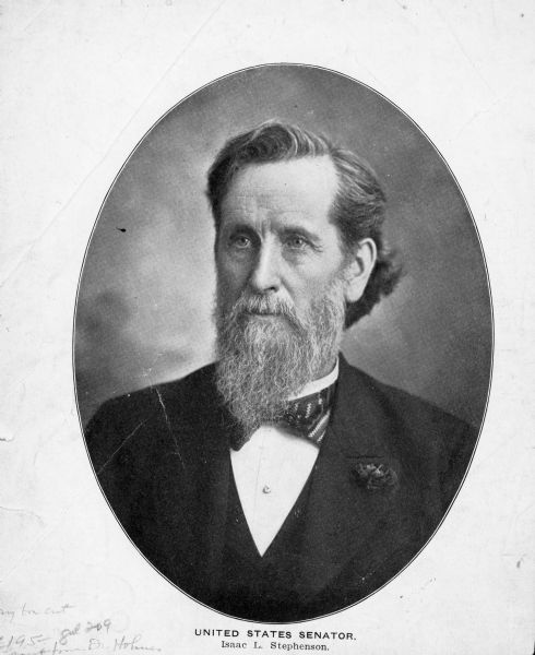 Oval-framed quarter-length portrait of United States senator Isaac Stephenson.