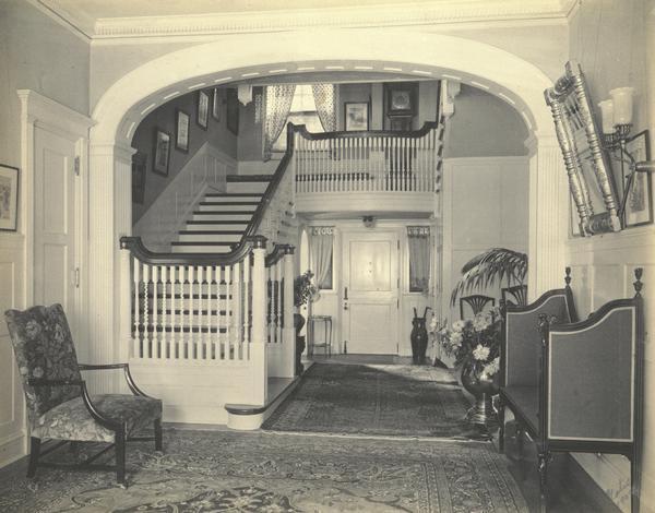 Interior view showing entry hall at "Walden", the family estate of Cyrus McCormick, Jr.