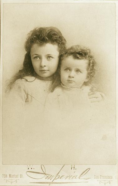 Studio portrait of Helen and Wanda Muir, daughters of John Muir.