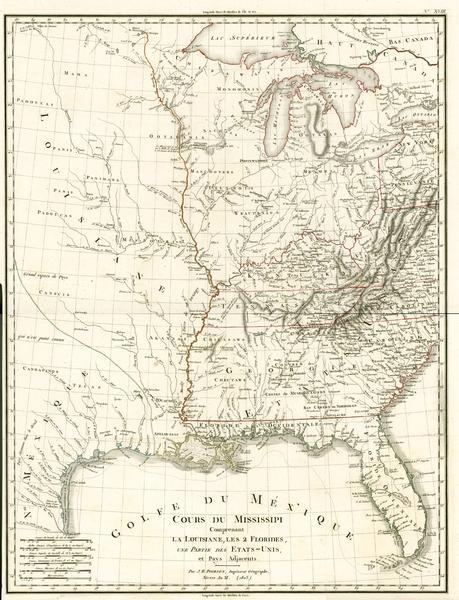 Cours du Mississippi : comprenant la Louisiane, les 2 Florides, une partie des Etats-Unis, et pays adjacents.