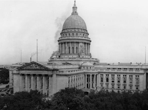 Exterior view of the west wing of the Wisconsin State Capitol.