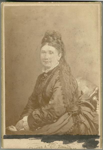 Half length portrait of Jerusha Sturgis, wife of Samuel Davis Sturgis I and mother of Nina Dousman. Born December 1, 1827; Died July 4, 1915.