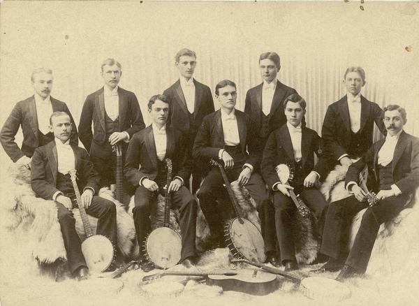 Banjo Club members pose for group portrait with their instruments.