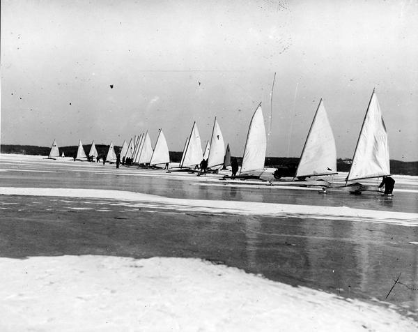 Iceboats at Williams Bay on Lake Geneva.