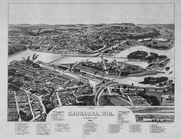 Bird's-eye map of Kaukauna.