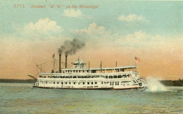 The steamer <i>W.W.</i> on the Mississippi River. Numbered 6773.