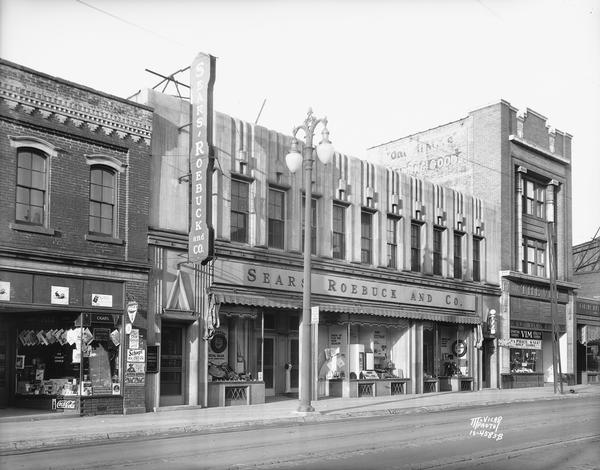 The Sears, Roebuck and Company store, 313 State Street. The building, built in 1927, is Art Deco style with a limestone front.