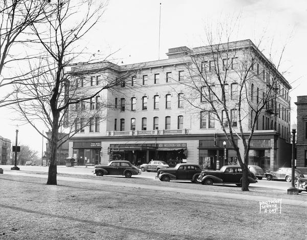 View of the Park Hotel, 22 South Carroll Street, from the Wisconsin State Capitol grounds.