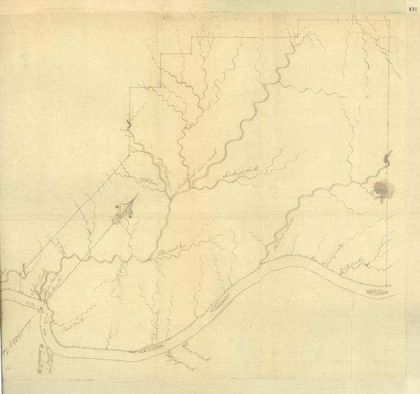Drawn plan of Ohio River and area to the West.