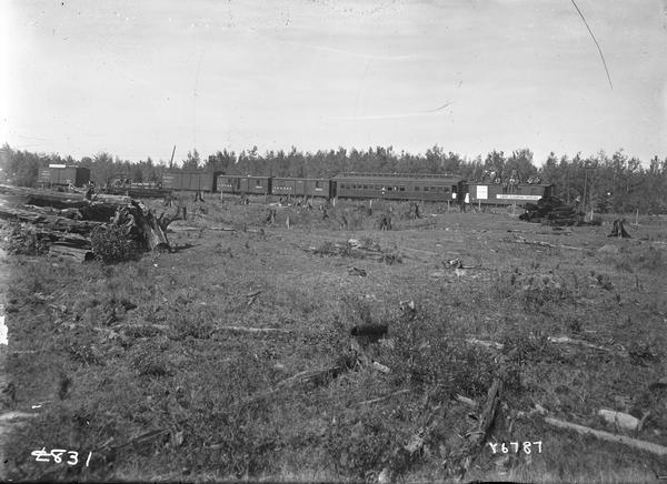 Land clearing special train in a field.