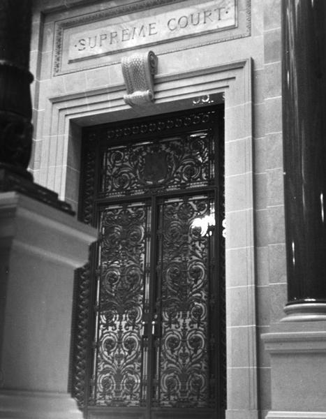 Door to the Supreme Court room in the Wisconsin State Capitol.