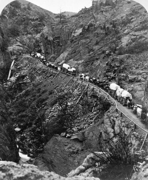 Indian Supply Wagon Train in Ute Pass.