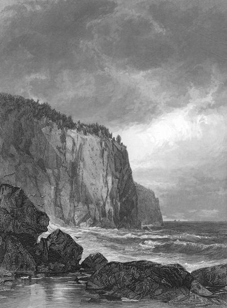 Drawing of the entrance to Baptism Bay on Lake Superior.