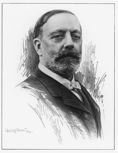 Head and shoulders portrait of William Horlick (1846-1936), by Harold A. Stewart.