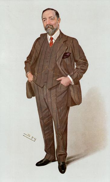 Drawing of James Horlick (1844-1921), was done by Sir Leslie Matthew Ward (1851-1922). Under the pseudonym "Spy," Ward contributed portraits of famous people to Vanity Fair magazine (London, England) from 1873-1913. This print was reproduced by John Swain & Son, Ltd. and appeared as a supplement to the March 10, 1909 issue of Vanity Fair.