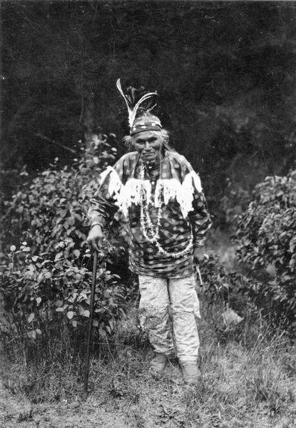 Pussafuss, an elderly Chippewa (Ojibwa) Indian. This image is part of an exhibit about Native Americans prepared by Paul Vanderbilt, the first curator of photography at the Wisconsin Historical Society.