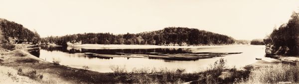 Panoramic view of the Upper Dells River as seen from the Dell House.