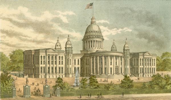 View of the third Wisconsin State Capitol from the pages of the Wisconsin Blue Book.